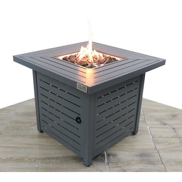 Living Source International 25" H Steel Outdoor Fire Pit Table with Lid ( Grey ) Doba